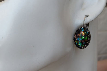 Oval Glass Opal Cabochon Earrings