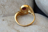 Oval Red Stone Gold Ring