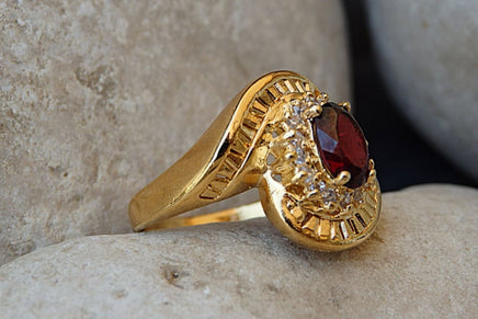 Oval Red Stone Gold Ring