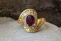 Oval Red Stone Gold Ring