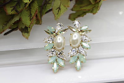 Pearl And Crystal Earrings