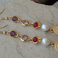 Pearl And Rebeka Star Of David Earrings. Drop And Dangle Long Earrings. Israel Jewish Jewelry Gift. Jewish Star Earrings. Long Earrings