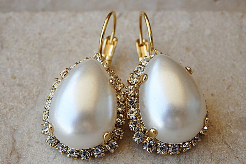 Pearl Drop Earrings (Silver Tone) – LOHO BRIDE