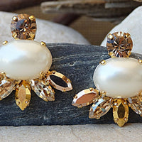Pearl Stud Cluster Earrings
