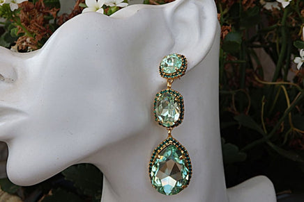 Peridot Rebeka Earrings. Green Bridal Earrings. Rhinestone Green Emerald Chandelier Earrings. Long Teardrop Earrings. Evening Earrings