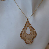 Pink And Gold Pendant. Vintage Pink Enamel Necklace. Anniversary Gift. Bridal Rebeka Necklace.wedding Pendant.womens Bronze Necklace