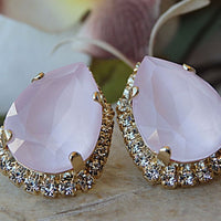 Pink Earrings.bridesmaid Pink Earrings. Pink Gold Earrings.teardrop Studs.blush Pink Jewelry.powder Pink Studs