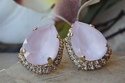 Pink Earrings.bridesmaid Pink Earrings. Pink Gold Earrings.teardrop Studs.blush Pink Jewelry.powder Pink Studs