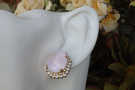 Pink Earrings.bridesmaid Pink Earrings. Pink Gold Earrings.teardrop Studs.blush Pink Jewelry.powder Pink Studs