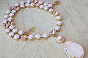 Pink Necklace. Pink Rebeka Necklace. Blush Necklace. Bridesmaid Necklace. Handmade Necklace. Soft Pink Necklace.bridal Statement Necklace