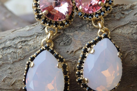 Pink Opal Chandelier Earrings