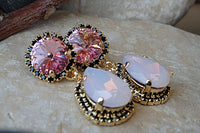 Pink Opal Chandelier Earrings