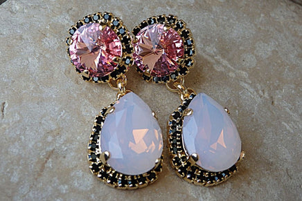 Pink Opal Chandelier Earrings