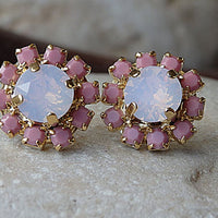 Pink Opal Crystal Studs