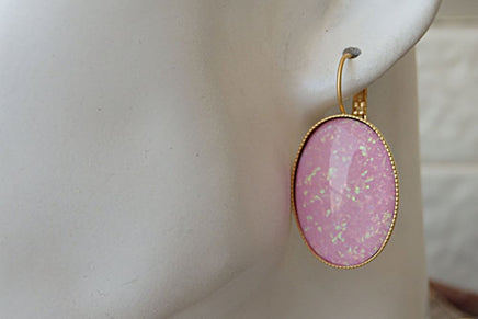 Pink Opal Earrings. Bridal Drop Earrings. Large Oval Wedding Earrings. October Birthstone Jewelry. Opal Birthday Gift. Opal Jewelry Gift