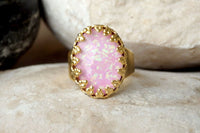 Pink Opal Gold Ring