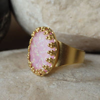 Pink Opal Gold Ring