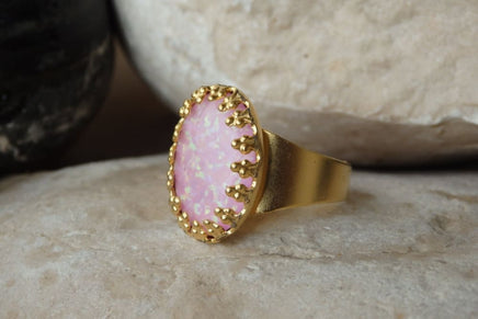 Pink Opal Gold Ring