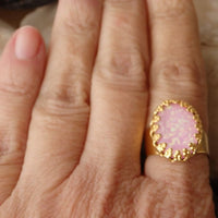 Pink Opal Gold Ring