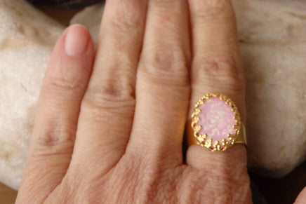 Pink Opal Gold Ring