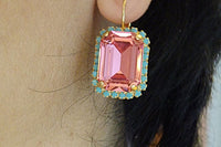 Pink Turquoise Drop Earrings