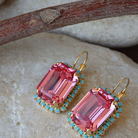 Pink Turquoise Drop Earrings