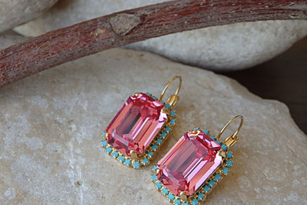 Pink Turquoise Drop Earrings