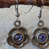 Purple Flower Drop Earrings