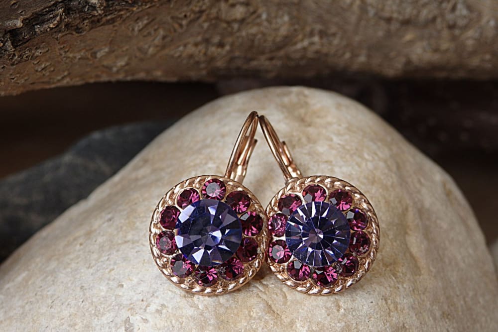 Purple fuchsia drop earrings| Rebekajewelry - Main Image