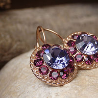 Purple Fuchsia Drop Earrings