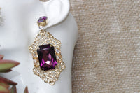 Purple Gold Earrings