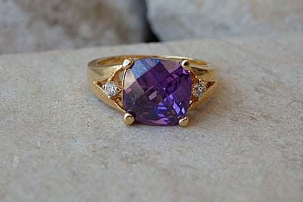 Purple Solitaire Ring