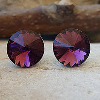 Purple Studs Amethyst Earrings Rebeka Crystal Dark Purple Earrings Bridesmaid Gift Wedding Jewelry Studs