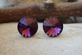 Purple Studs Amethyst Earrings Rebeka Crystal Dark Purple Earrings Bridesmaid Gift Wedding Jewelry Studs