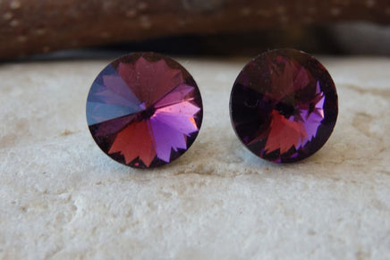 Purple Studs Amethyst Earrings Rebeka Crystal Dark Purple Earrings Bridesmaid Gift Wedding Jewelry Studs