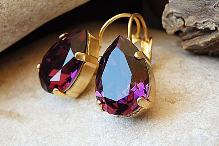 Purple Teardrop Earrings