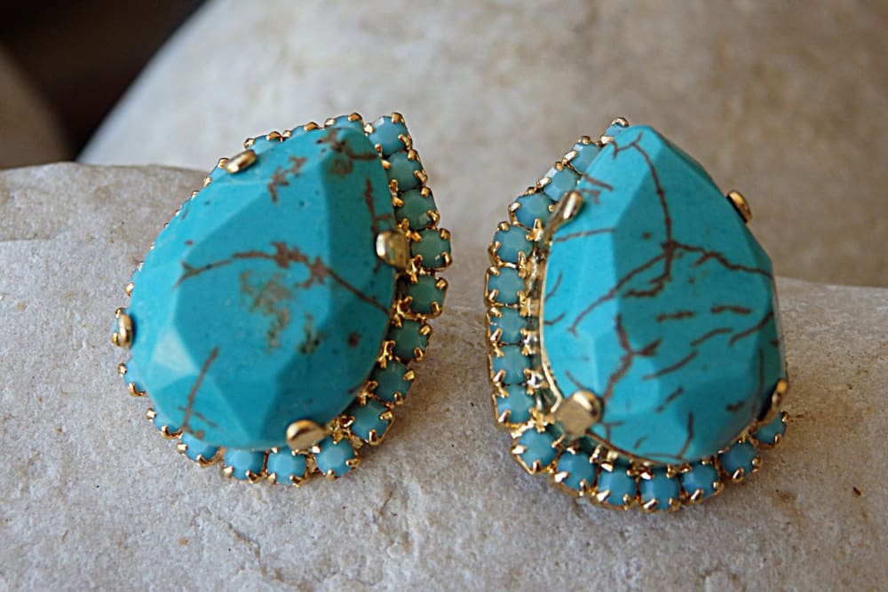 Buy Turquoise Earrings, Genuine Turquoise Gemstones, Spiny Oyster Shell  Turquoise, 24K Gold Vermeil Online in India - Etsy