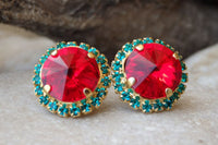 Red Blue Stud Earrings