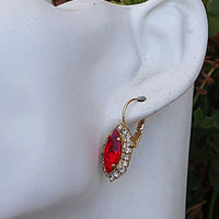 Red Brilliant Earrings. Ruby Earrings. Rebeka Drop Earrings. Bridesmaid Earrings Jewelry Gift.red Clear Crystal Rhinestone Hook Earrings