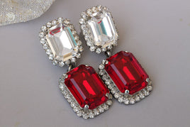 Red Clear Earrings