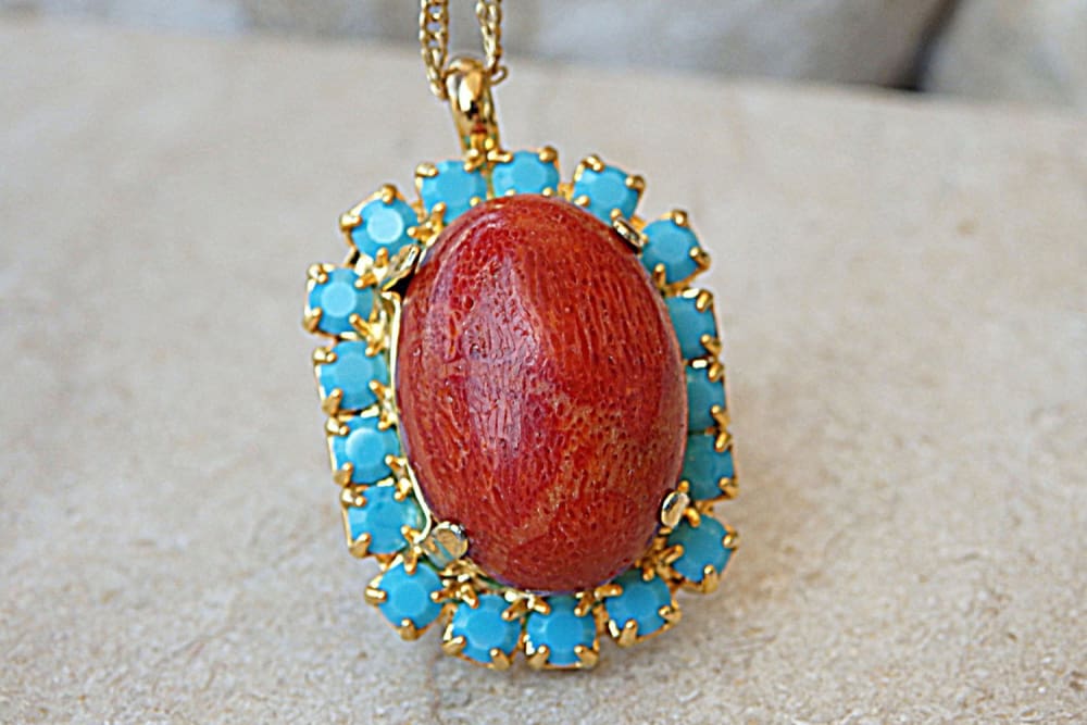 Red Coral And Turquoise Rebeka Necklace