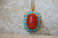 Red Coral And Turquoise Rebeka Necklace