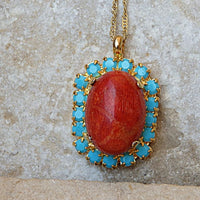 Red Coral And Turquoise Rebeka Necklace