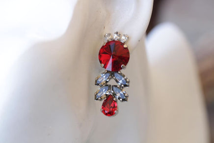 Red Grey Earrings