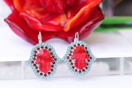 Red Hamsa Earrings