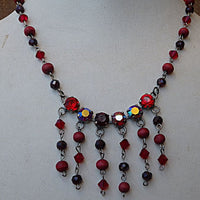Red Necklace. Beaded Wood Garnet Rebeka Necklace. January Birthstone Jewelry. Wooden Jewelry. Mixed Beads Necklace. Jewelry Set For Wife.