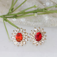 Red Pave Earrings