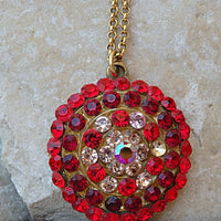 Red Pendant. Red Rhinestone Pendant Necklace. Ruby Red Necklace. Red Champagne Necklace For Women. Real Rebeka Pendant Gift For Christmas