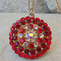 Red Pendant. Red Rhinestone Pendant Necklace. Ruby Red Necklace. Red Champagne Necklace For Women. Real Rebeka Pendant Gift For Christmas