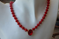 Red Rebeka Necklace. Red Necklace. Ruby Red Necklace. Red Rhinestone Necklace For Women. Red Halo Necklace. Red Crystal Beads Necklace